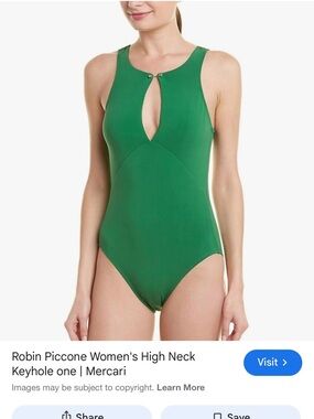 Robin Piccone Emerald Green High-Neck Keyhole One-Piece